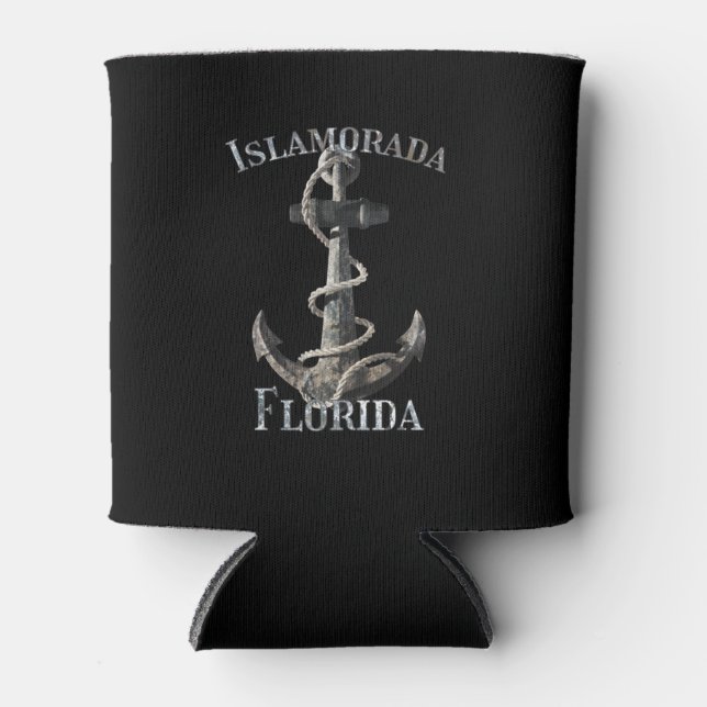 Islamorada Florida Keys Vacation Nautical Anchor Can Cooler (Front)
