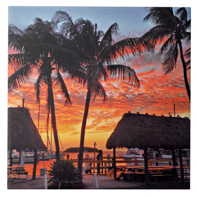 Islamorada, Florida sunset Ceramic Tile (Front)