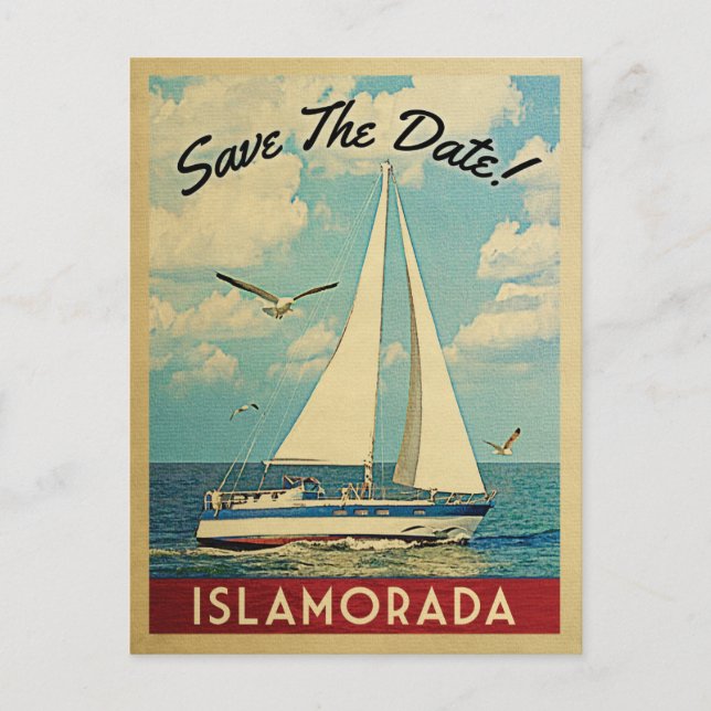 Islamorada Save The Date Sailboat Nautical Announcement Postcard (Front)