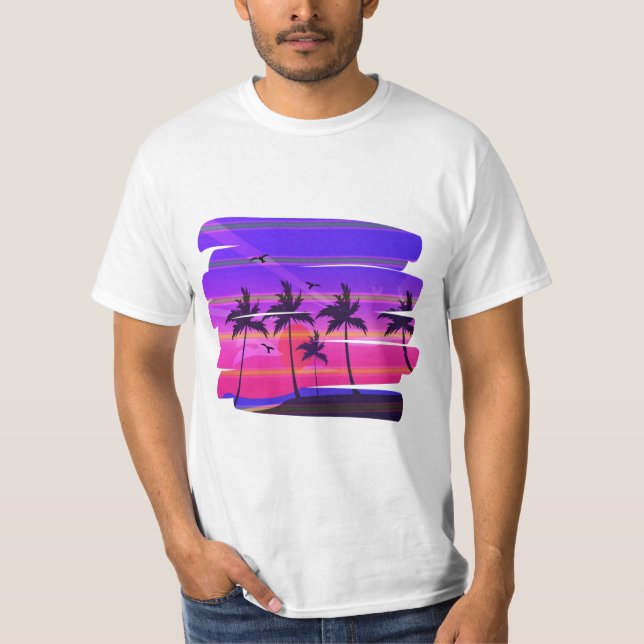 Island, beach and palms tree T-Shirt (Front)