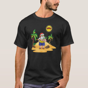 Island Beach July Christmas Santa Chilling In Beac T-Shirt