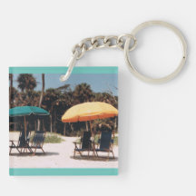 Island Beach Scene Acrylic Keychain
