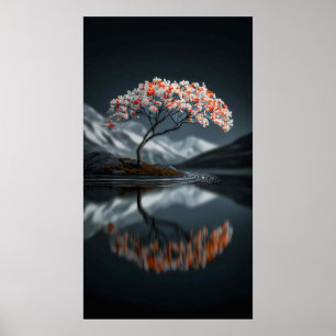 Island Bloom: Serene High-Contrast Landscape Poster