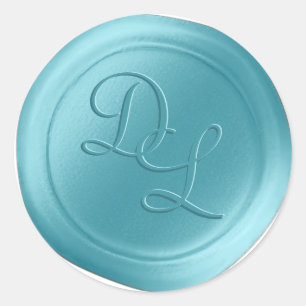 Island Blue 2 Letter Monogram Wax Seal Stickers