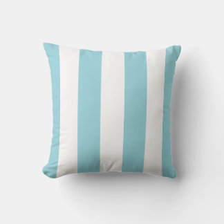 Island Blue and White Striped Throw Pillow