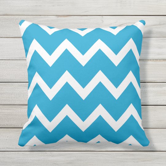 Island Blue Zigzag Chevron Pattern Outdoor Pillows Zazzle Com Au