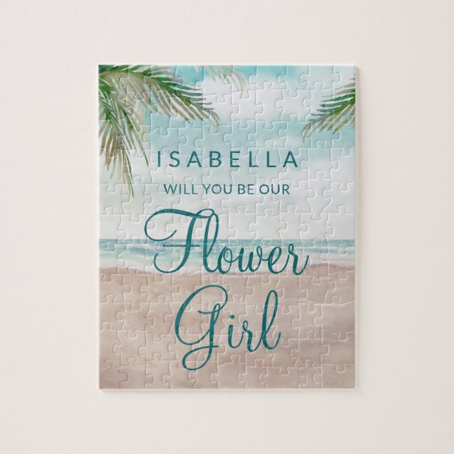 Island Breeze Beach Be Our Flower Girl Proposal Jigsaw Puzzle (Vertical)