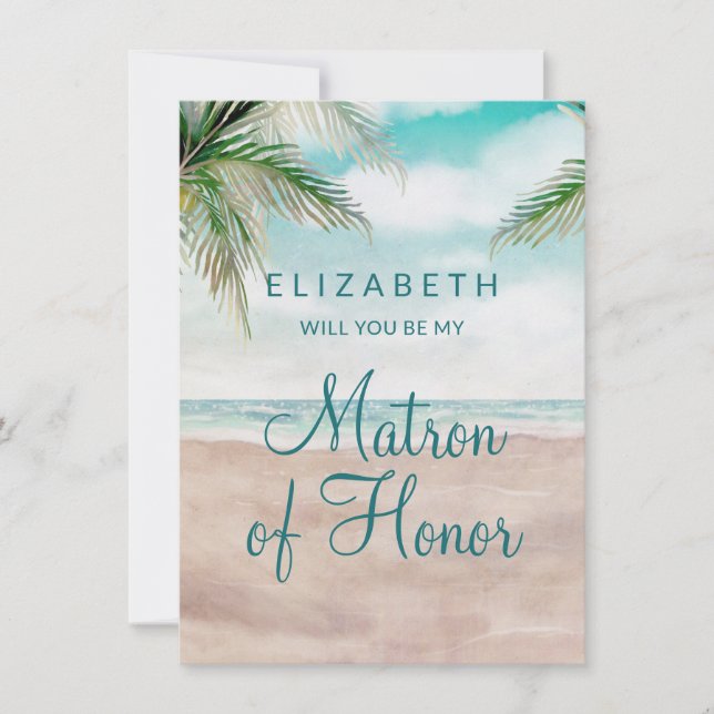 Island Breeze Beach Matron of Honour Proposal Card (Front)