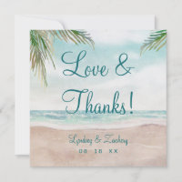 Island Breeze Beach Wedding Love and Thanks Square