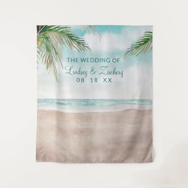 Island Breeze Beach Wedding Photo Booth Backdrop Tapestry (Front)