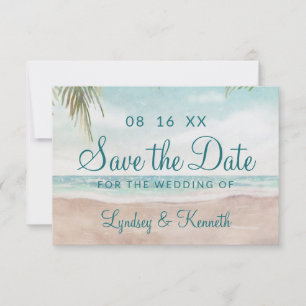 Island Breeze Painted Beach Scene Tropical Ocean Save The Date