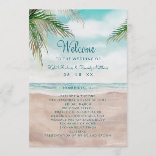 Island Breeze Painted Beach Scene Wedding Ceremony Program