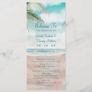 Island Breeze Painted Beach Scene Wedding Ceremony Program