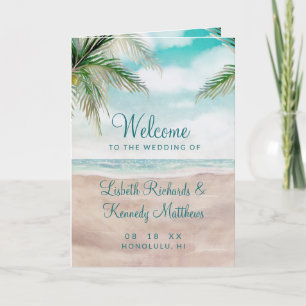 Island Breeze Painted Beach Scene Wedding Ceremony Program