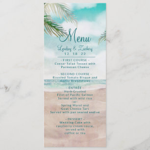 Island Breeze Painted Beach Scene Wedding Dinner Menu