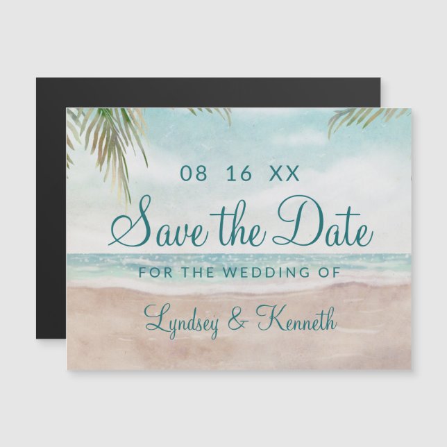 Island Breeze Painted Beach Wedding Save the Date (Front/Back)