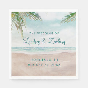 Island Breeze Sandy Beach Wedding Monogram Napkin