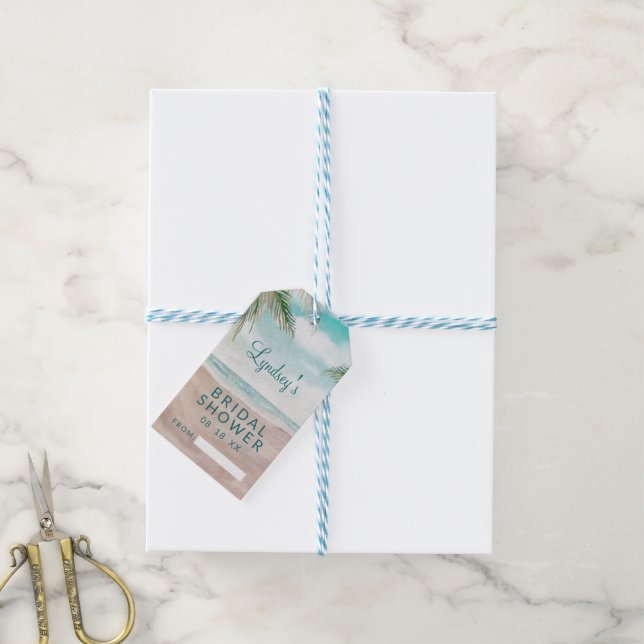 Island Breeze Tropical Beach Bridal Display Shower Gift Tags (With Twine)