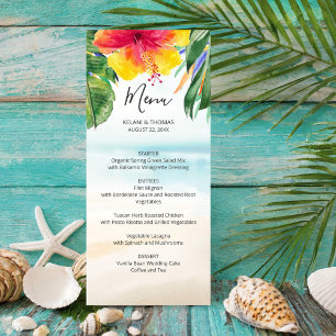Island Breeze   Tropical Beach Palm Flower Wedding Menu