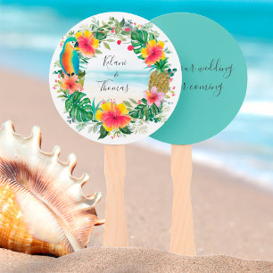 Island Breeze Tropical Beach Watercolor Wedding Hand Fan