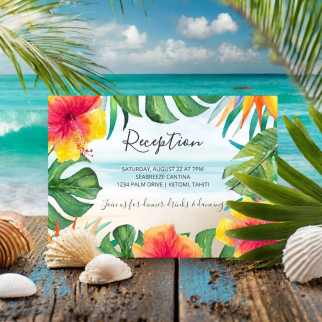 Island Breeze | Tropical Beach Wedding Reception Enclosure Card (Creator Uploaded)