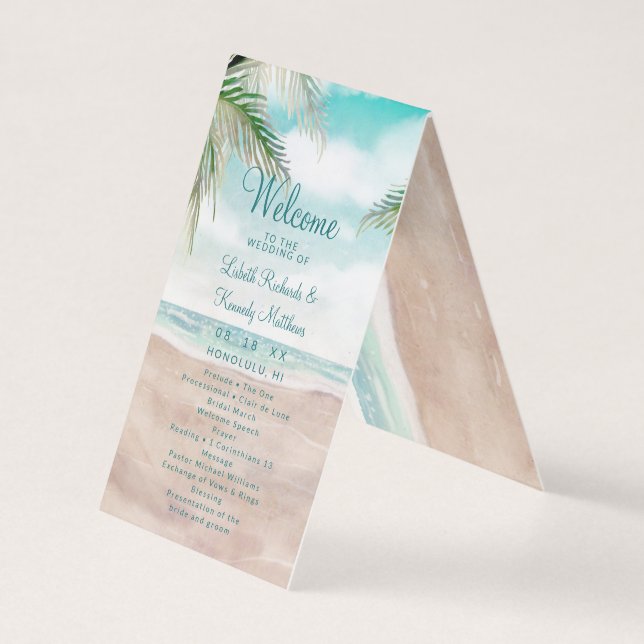 Island Breeze Tropical Wedding Ceremony Program (Front)