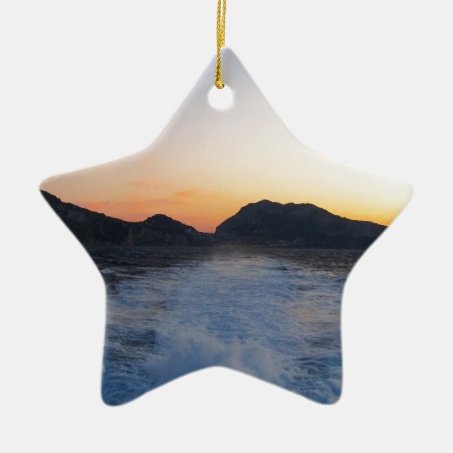 Island Capri at Sunset Ceramic Tree Decoration (Front)