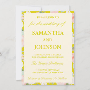 Island Citrus Ivory Floral Monogram Photo Wedding Invitation