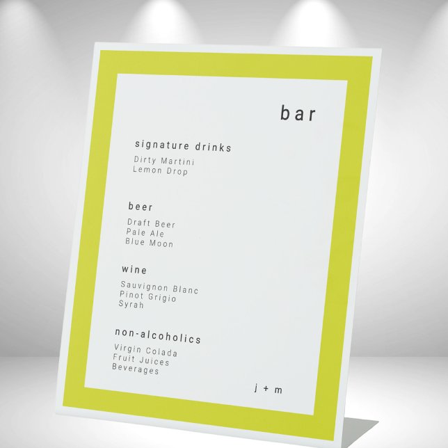 Island Citrus minimalist wedding Bar Pedestal Sign (Creator Uploaded)