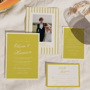 Island Citrus Yellow Elegant Script Wedding Script Invitation