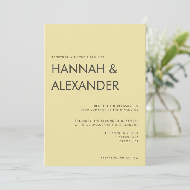Island Citrus Yellow Wedding Invitation (Standing Front)