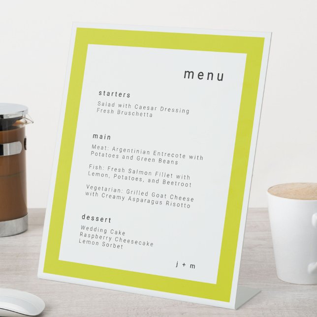 Island Citrus yellow wedding menu Pedestal Sign (Creator Uploaded)