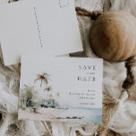 Island Destination Wedding Save The Date Postcard<br><div class="desc">Tropical Island Watercolor Scene,  Save the Date postcard.</div>