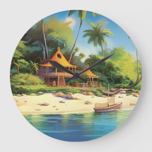 Island Dreams - The Caribbean Friends Collection Large Clock