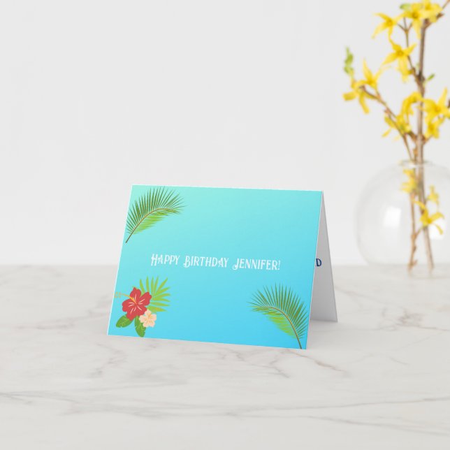 Island Escape Customisable Greeting  Card (Yellow Flower)