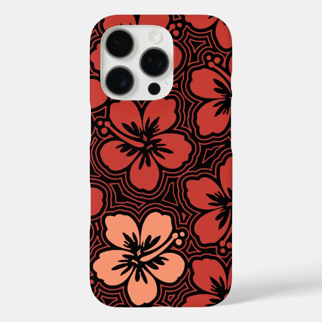 Island Floral Hawaiian Red Hibiscus Pinstriped Case-Mate iPhone Case (Back)