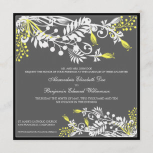 Island Floral (lemon) Elegant Wedding Invitation