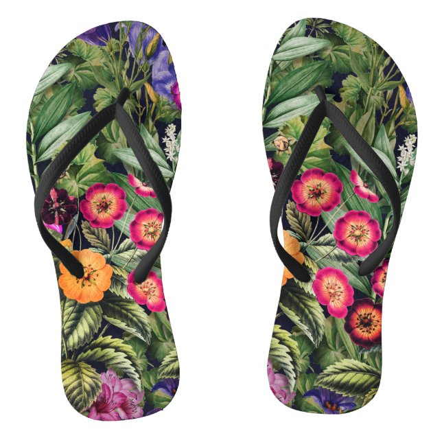Island Floral Pink Meadow Thongs (Footbed)