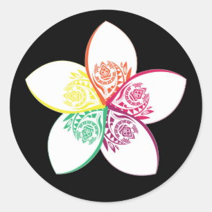 island flower classic round sticker