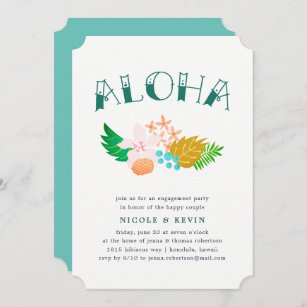 Island Flowers   Aloha Engagement Party Invitation