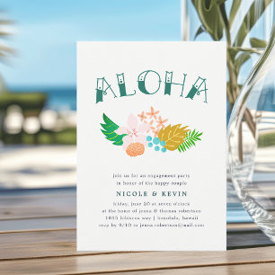Island Flowers Aloha Engagement Party Invitation