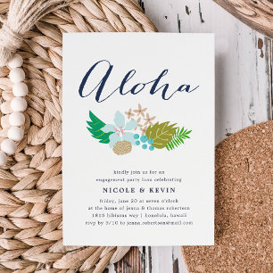 Island Flowers Aloha Engagement Party Invitation