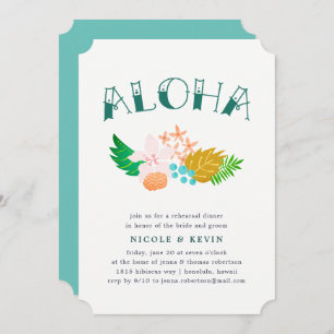 Island Flowers   Aloha Rehearsal Dinner Invitation