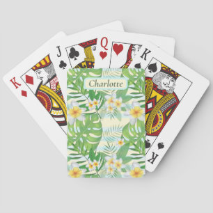 Island Flowers and Monstera Leaves Personalised Playing Cards
