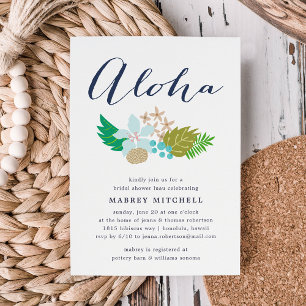 Island Flowers   Bridal Shower Luau Invitation