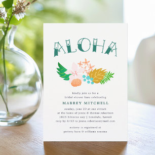 Island Flowers   Luau Bridal Shower Invitation