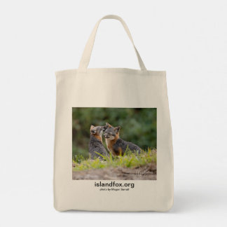 Island Fox Cotton Tote Grocery Bag with Photo Logo