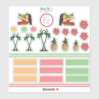 Island Girl Palm Tree Tropical flowers Stickers
