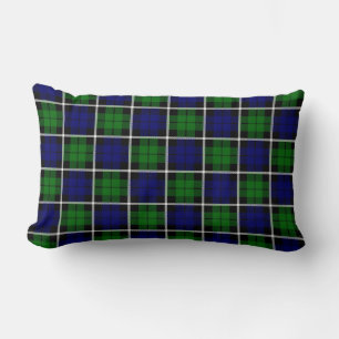 Island green/ Blue Plaid white and black stripe Lumbar Cushion