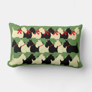 Island green Plaid print Scottish Terrier dog Lumbar Cushion